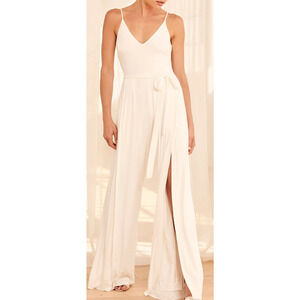 Lulu's White Sleeveless Jumpsuit